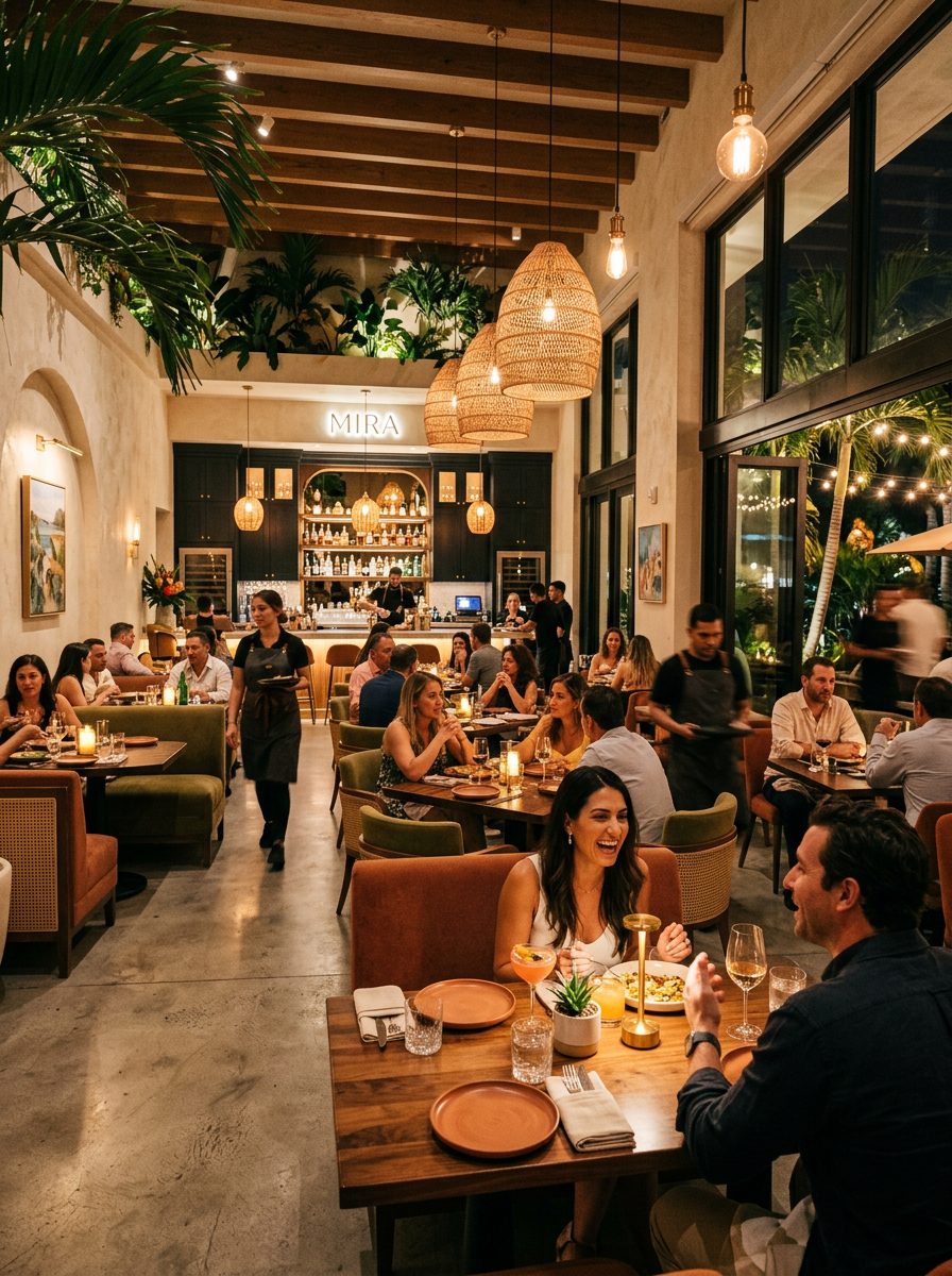 Modern restaurant interior, South Florida